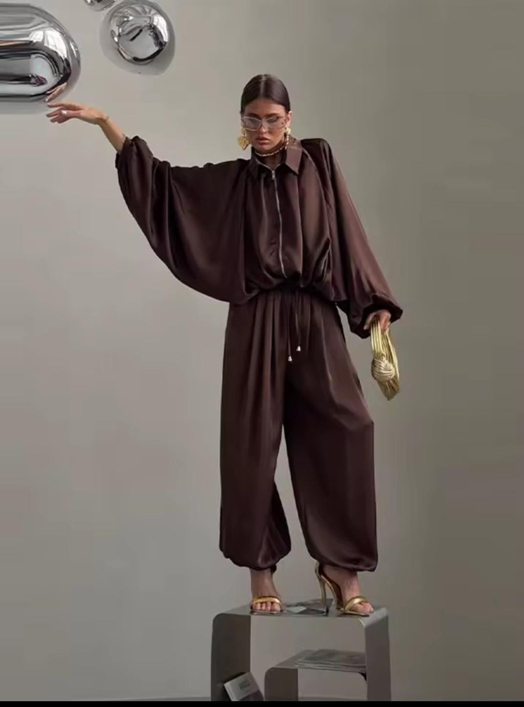 BOOKED N BUSY JUMPSUIT Chocolate