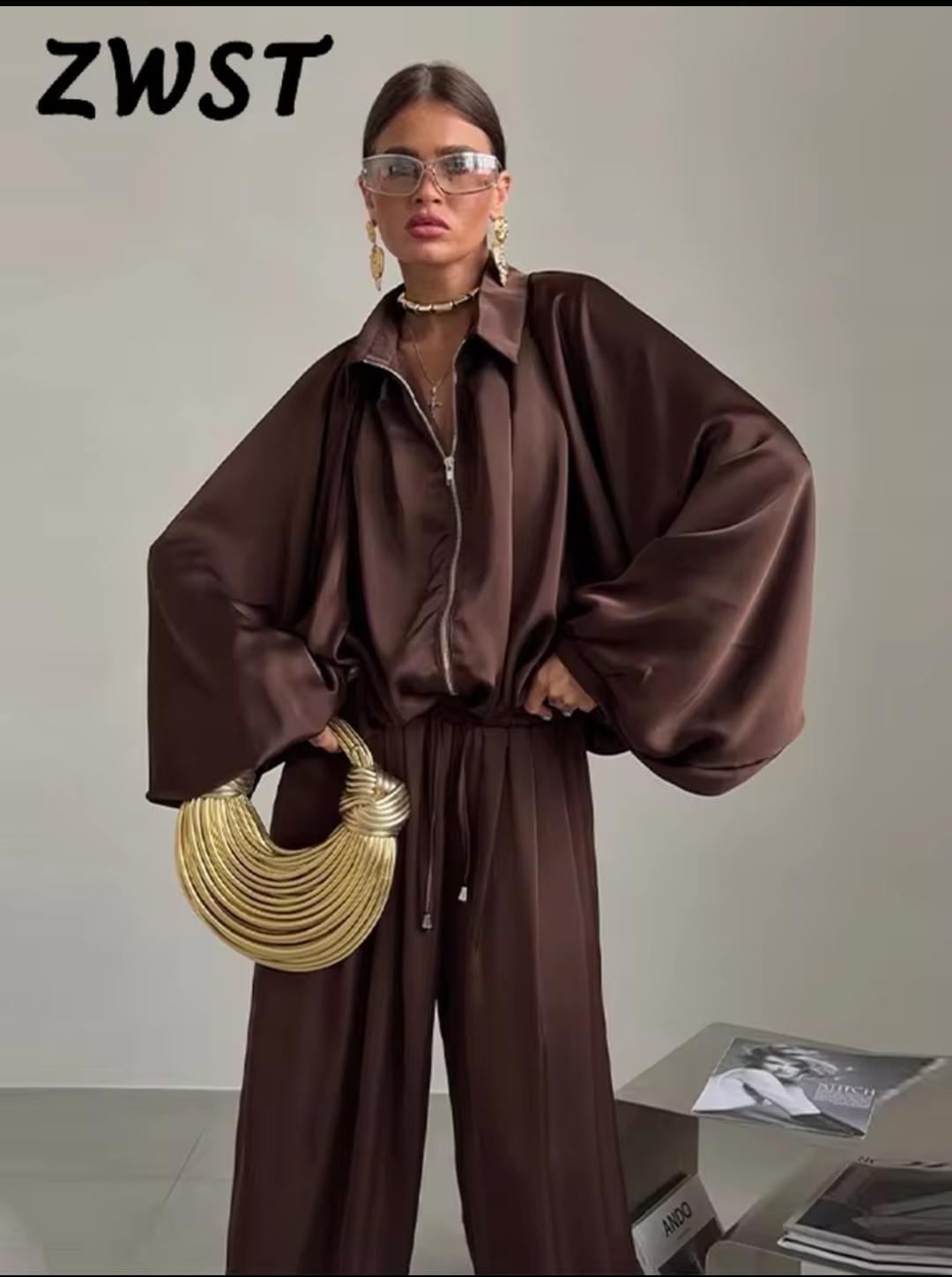 BOOKED N BUSY JUMPSUIT Chocolate